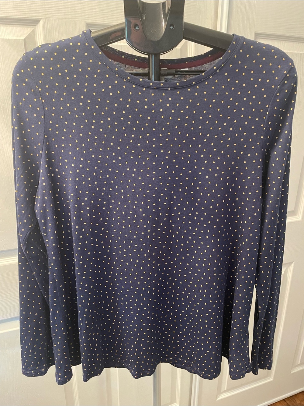 Boden Navy Long-Sleeve Dot Crew Neck Top